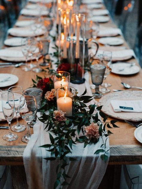 Wakefield Quebec, Intimate Fall Wedding, Fall Floral Arrangements, Table Scapes, Fall Wedding Decorations, Fall Wedding Colors, Formal Dinner, Wedding Table Decorations, Long Table