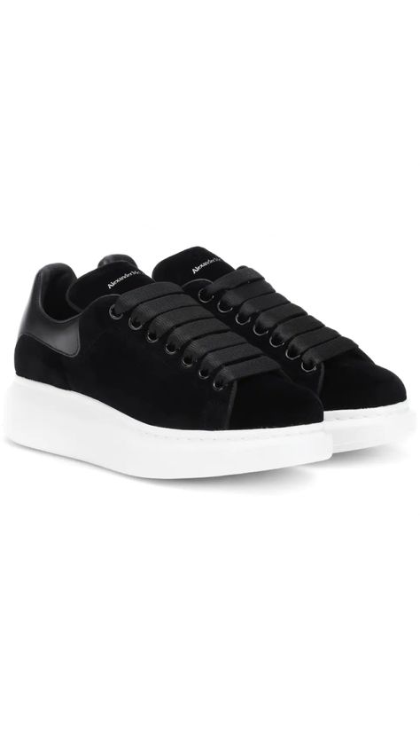 Velvet Sneakers, Classic Cortez, Mcqueen Sneakers, Alexander Mcqueen Sneakers, Alexander Mcqueen Shoes, Black Leather Sneakers, Sports Luxe, Black Sneakers, Suede Sneakers