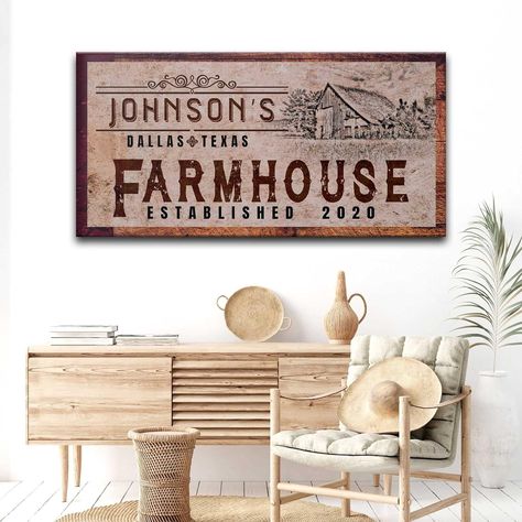 TAILORED CANVASES Farmhouse Sign - Large Rustic Farmhouse Wall Decor Art Decor for Home, Living Room, Office, Entryway - Personalized Rustic Print Canvas Country House Decor Farmhouse, Rustic Signs And Sayings, Farmhouse Signs Sayings, House Decor Farmhouse, Texas Farmhouse, Rustic Farmhouse Wall Decor, Country Wall Art, Signs And Sayings, Family Of 5