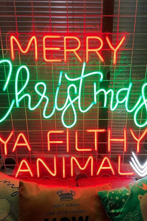 Christmas Party Decor, Led Wall Art, Merry Christmas Ya Filthy Animal, Light Up Signs, Ya Filthy Animal, Wedding Girl, Filthy Animal, Novelty Lighting, Holiday Christmas Tree