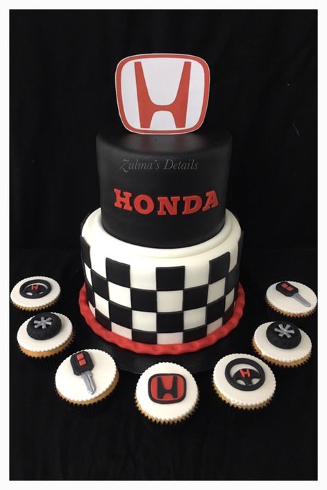 HONDA Cake Honda Birthday Party Ideas, Honda Themed Birthday, Honda Birthday Cake, Honda Cake Ideas, Cake For Husband Birthday, Car Cakes For Men, 50th Birthday Party Ideas For Men, Birthday Cake For Boyfriend, Motorcycle Cake