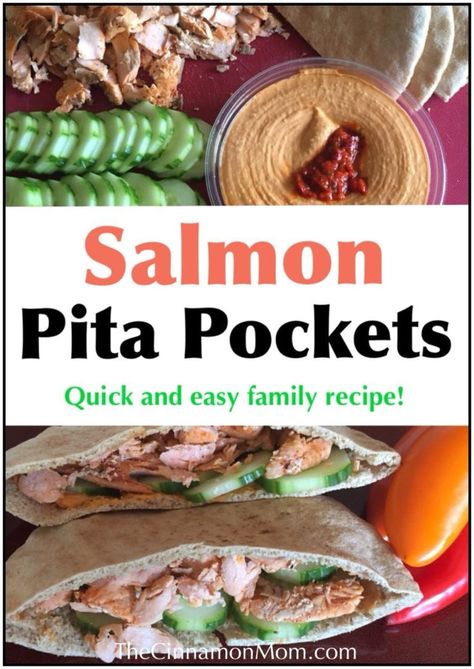 Salmon Pita, Recipes Family Dinner, Recipe For Salmon, Seafood Dinners, Pita Pockets, Family Dinner Ideas, Recipes Family, Church Camp, Mommy Tips