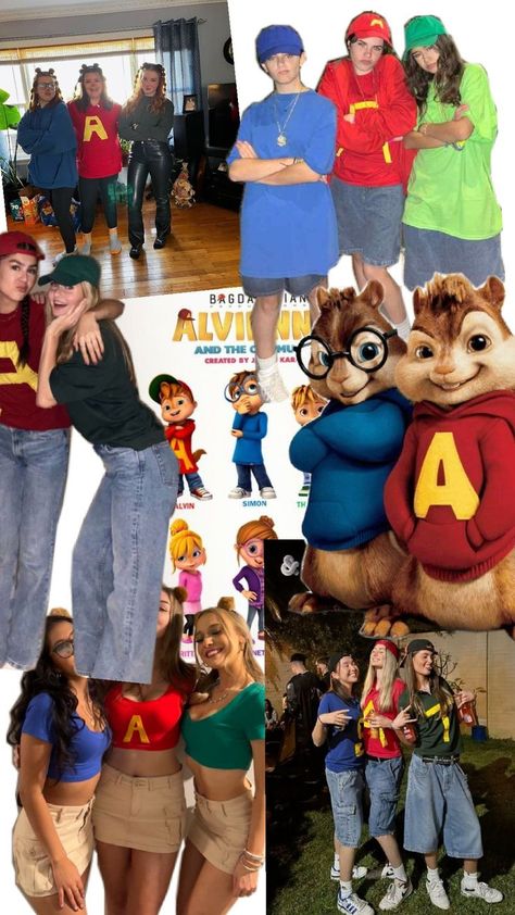 Alvin And The Chipmunks Halloween, The Chipmunks Costume, Alvin And The Chipmunks Costume, Chipmunks Costume, Frat Boy Costume, Halloween Duo, Halloween Duos, Trendy Halloween Costumes, Alvin And The Chipmunks