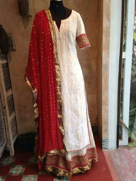 Red n white suit with sharara pants Red Indian Outfit, Suit With Sharara, Salwar Fashion, White Indian Dress, Suits For Women Indian, Red And White Outfits, Anniversary Dress, Pakistan Dress, White Dress Outfit