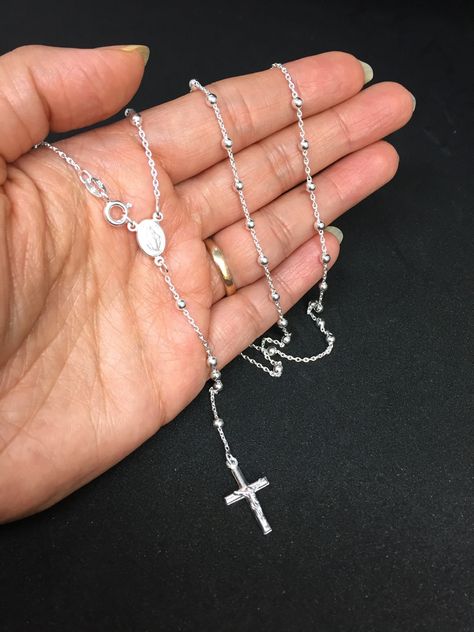 Excited to share the latest addition to my #etsy shop: 925 Sterling Silver Rosary Men Silver Rosary Necklace For Men, Rosary Necklace Men, Silver Rosary Necklace, Silver Cross Rosary, Rosary Necklaces, Mens Rosary, Silver Rosary, Beaded Rosary, Crucifix Necklace