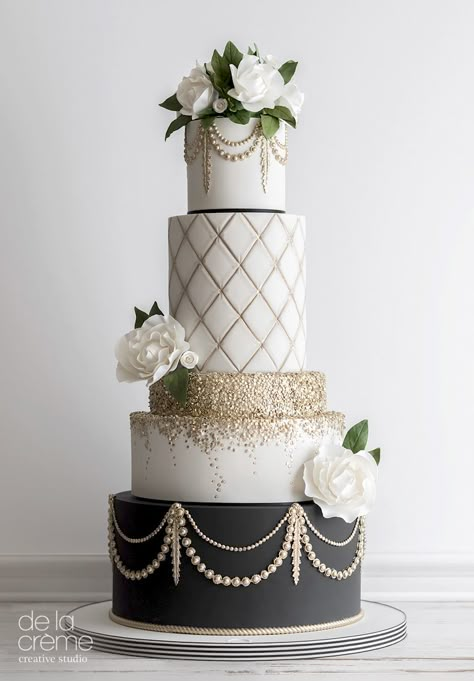 Follow us @SIGNATUREBRIDE on Twitter and on FACEBOOK @ SIGNATURE BRIDE MAGAZINE Black Wedding Cake, Black Wedding Cakes, Floral Wedding Cakes, Tiered Cake, Amazing Wedding Cakes, Mary Berry, Gold Wedding Cake, Elegant Wedding Cakes, Elegant Cakes