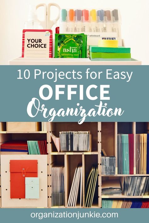 If your home office is messy and you need cleaning tips, you’re certainly not alone. But that doesn’t mean you shouldn’t use some office organization ideas to whip it into shape. Here some DIY organization ideas for your office space that’ll have you feeling more on top of things. Vertical Office Organization, Small Office Organization Ideas, Organization Hacks Office, Diy Office Storage, Ways To Organize Your Office At Work, Office Organization Files Business, How To Organize Office Files, Organize Paperwork At Home Filing System, Office Organization Ideas