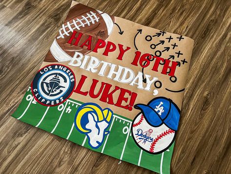 How fun is this! 🏈🏟️⚾️ • • • @thewavypaintbrush design. Do not replicate. #banner #banners #sports #football #brownpaperbanner #birthday #art #smallbusiness Birthday Art, Happy 16th Birthday, Birthday Banners, Sports Football, 16th Birthday, Brown Paper, Birthday Banner, Banners, Football