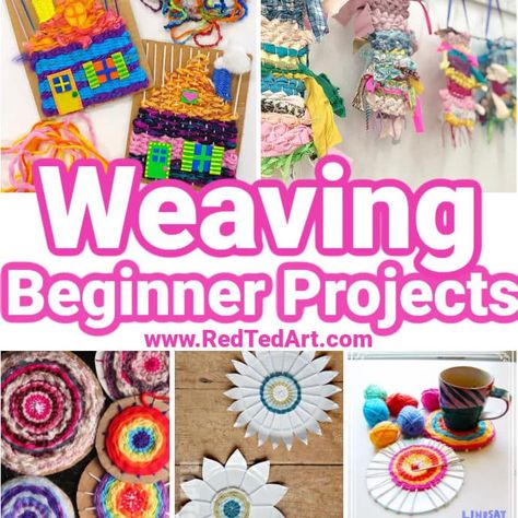 Preschool Fiber Arts, Circle Weaving For Kids, Weaving Projects Kids, Cardboard Weaving For Kids, Weaving For Kids Easy, Simple Weaving For Kids, Spring Art Projects For Middle School Craft Ideas, Weaving Crafts For Adults, Weaving Art Projects For Kids