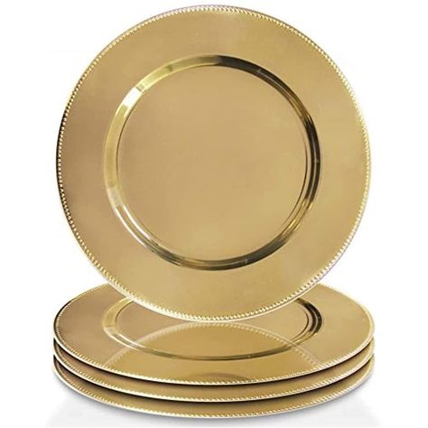 American Atelier Charger Plates Large 13", Set of 4 - New Take your tablescape to new levels of sophistication. Brunch Tablescape, Round Plates, Gold Chargers, Outdoor Dinnerware, Dinner Club, Party Catering, Charger Plate, Gold Kitchen, Dinner Service