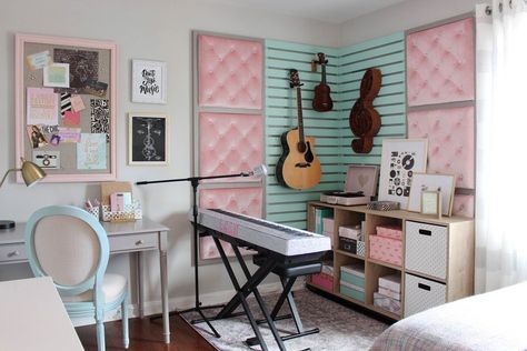 Kids Music Room, Music Themed Rooms, Music Themed Bedroom, Music Bedroom, Turquoise Room, Music Studio Room, Music Room Decor, Girl Bedroom Decor