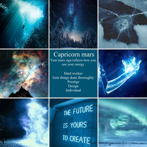 Capricorn mars ice blue power energy aesthetic Capricorn Mars Aesthetic, Mars Capricorn, Capricorn + Core + Aesthetic, Capricorn Mars, Mars In Capricorn, Chart Aesthetic, Capricorn Aesthetic, My Birth Chart, Zodiac Aesthetic