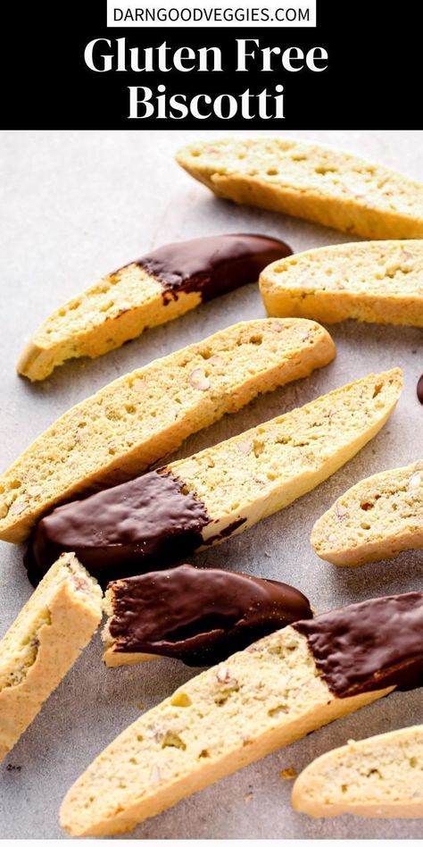 Gluten Free Biscotti are made with nutty almonds and baked twice until golden brown and perfectly crisp. Dunked in rich chocolate. Gluten Free Almond Biscotti Recipe, Gluten Free Biscotti Easy, Gluten And Dairy Free Biscotti, Gluten Free Slice And Bake Cookies, Gf Biscotti, Gluten Free Biscotti Recipe, Gluten Free Biscotti, Biscotti Recipes, Wahls Protocol