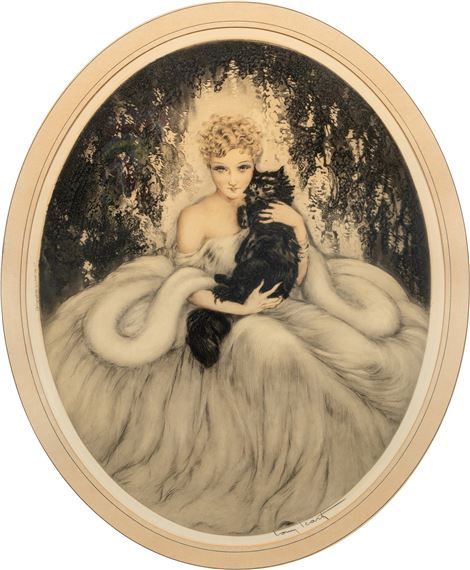 Louis Icart | The Great Cat, 1935 (1935) | MutualArt Louis Icart, Serious Cat, Cat Paintings, Cat Themed Gifts, Great Cat, Cat Accessories, Cat Painting, Cat Theme, Brush Strokes