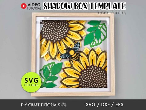 Sunflower Shadow Box Template, Sunflower SVG, Paper Sunflower Svg, Shadow Box Template, Shadow Box Svg, Layered Cardstock Project - Etsy Australia Bee Template, Shadow Box Template, Svg Shadow Box, Crafting Party, Sunflower Svg, Shadow Box Svg, Flower Walls, Paper Flower Wall, Wall Art Nursery