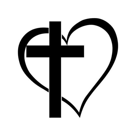 Cross Heart Tattoos, Heart Wall Print, Heart And Cross, Heart Clip Art, Cross Heart, Cross Svg, God's Heart, Cross Tattoo, Svg For Cricut