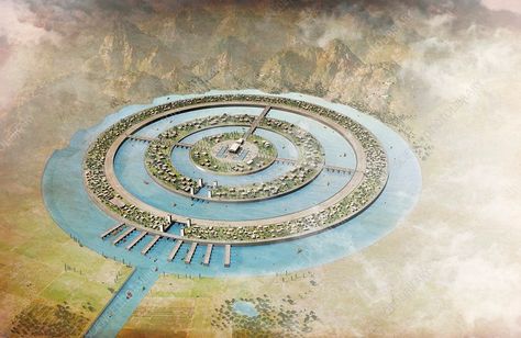 Plato's map of Atlantis, artwork - Stock Image - C015/0238 - Science Photo Library City Of Atlantis, Lost City Of Atlantis, Ancient Greek Philosophers, Atlantis The Lost Empire, Beneath The Sea, Science Photos, Fantasy City, Ancient Mysteries, A4 Poster