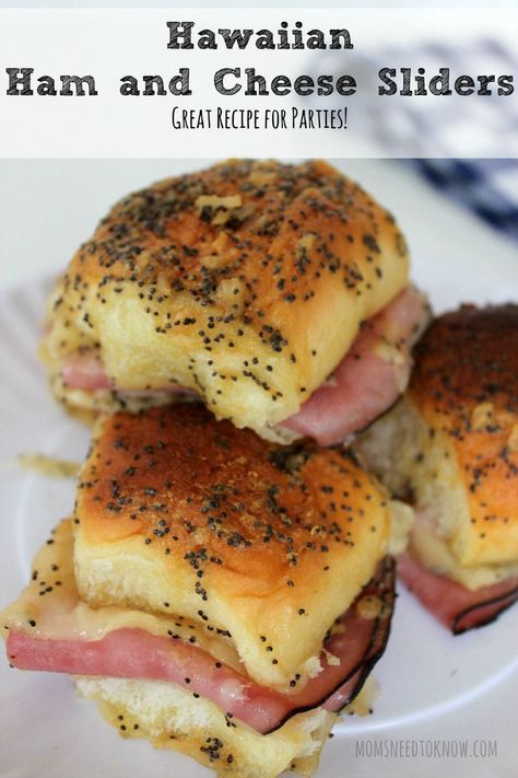 Hawaiian Ham And Cheese Sliders, Hawaiian Ham, Ham Cheese Sliders, Ham And Cheese Sliders, Cheesesteak Recipe, Cheese Sliders, Hawaiian Rolls, Slider Recipes, Think Food