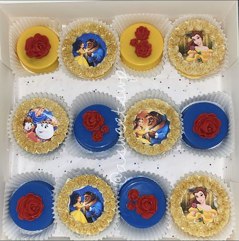 Beauty And The Beast Pretzels, Princess Belle Party Decorations, Pocahontas Wedding, Princess Belle Party, Dream Quinceanera, Beauty And The Beast Quince, Beauty And Beast Birthday, Oreo Treats, Beauty And The Beast Theme