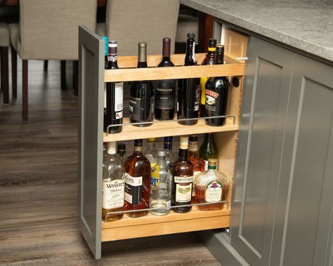 Under Bar Storage, Alcohol Storage Ideas Liquor Cabinet, Liquor Drawer, Whiskey Library, Kitchen Function, Small Wet Bar, Tiger Bar, Alcohol Storage, Painted Screens