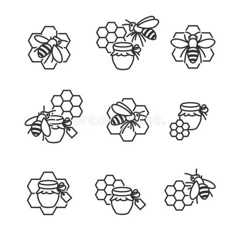 Small Beehive Tattoo, Honeypot Tattoo Simple, Honey Pot And Bee Tattoo, Honey Bear Bottle Tattoo, Pot Of Honey Tattoo, Honey Drawing Simple, Honey Illustration Design, Honey Pot Tattoo Simple, Small Honey Jar Tattoo