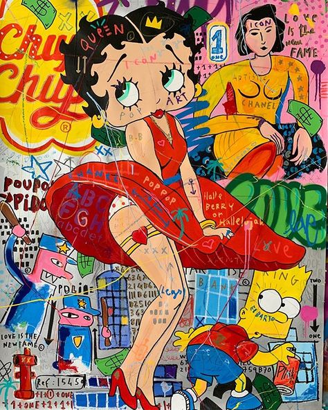 Jisbar sur Instagram : ⚡️Betty Monroe ⚡️ Street Art Poster, Graffiti Canvas Art, Pop Art Images, Graffiti Canvas, Frida Art, Graffiti Wall Art, Street Graffiti, Graffiti Wall, Art Pop