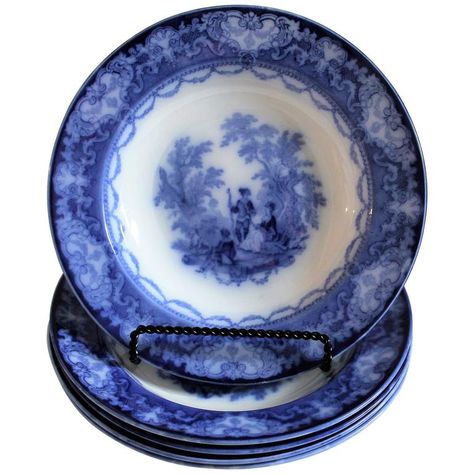 Flow Blue Dishes, Flow Blue China, Blue Dishes, Antique Plates, White Pottery, Blue Pottery, Blue And White China, Flow Blue, White China