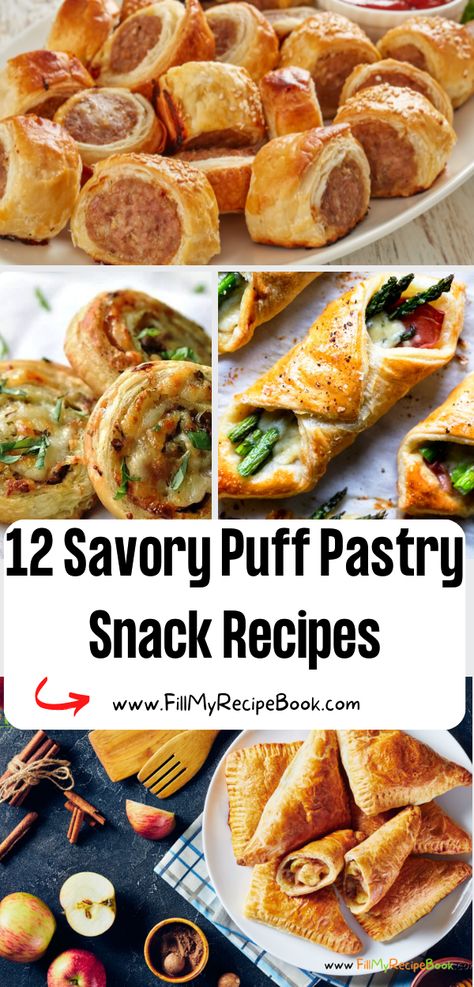 Savory Puff Pastry Recipes, Recipes Using Puff Pastry, Puff Pastry Recipes Appetizers, Puff Pastry Snacks, Puff Pastry Recipes Savory, Easy Puff Pastry Recipe, Savory Puff Pastry, My Recipe Book, Pasties Recipes