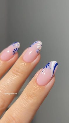 Blue Nail Art Designs, Manikur Kuku, Blue Nail Art, Summery Nails, Casual Nails, Cute Summer Nails, Nails Only, Blue Nail, Neutral Nails