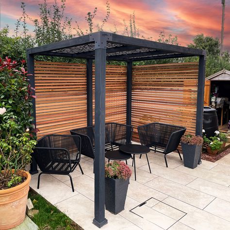 Pergola Construction Made Easy with Framola Brackets Small Outdoor Gazebo Ideas, Black Wooden Pergola, Small Patio Pergola Ideas, Small Garden Pergola Ideas, Black Pergola Ideas, Corner Gazebo Ideas, Outdoor Pergola Ideas Backyards, Wood Pergola Ideas, Garden Canopy Ideas