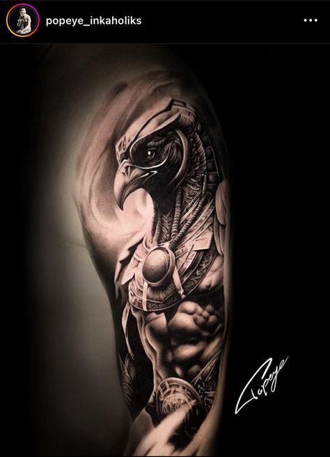 Ra Tattoo Egyptian, Horus Tattoo Egyptian, Egyptian Gods Tattoo, Egyptian Queen Tattoos, Anubis And Horus, Celtic Sleeve Tattoos, Egyptian Eye Tattoos, Horus Tattoo, Egyptian Tattoo Sleeve