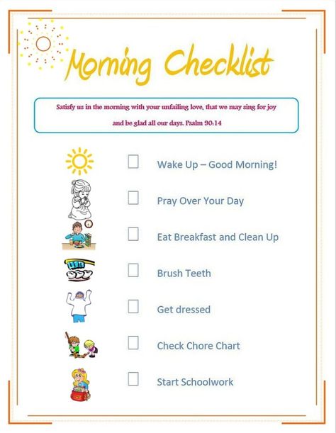 Free printable morning checklist for homeschoolers!  | Homeschool morning checklist for kids Toddler Behavior Chart, Behavior Management Chart, Behavior Chart Toddler, Checklist For Kids, Morning Checklist, Free Homeschool Curriculum, School Morning, Toddler Homeschool, Toddler Behavior