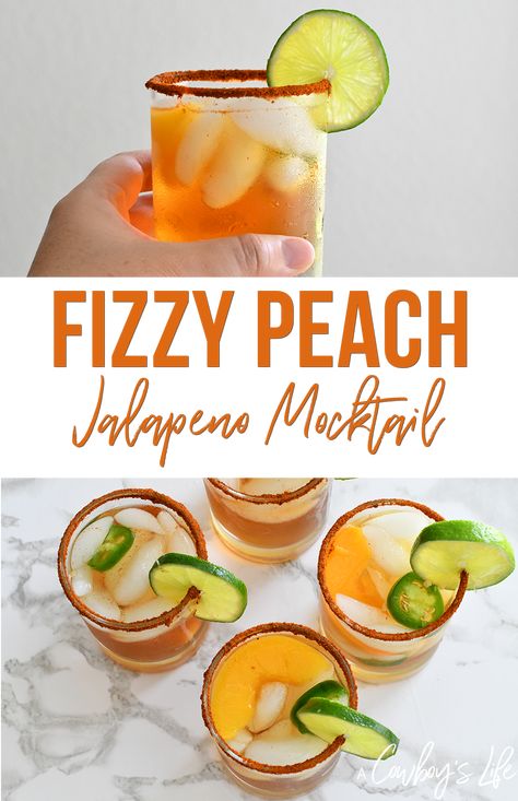 This fizzy peach jalapeño mocktail is a delicious and refreshing drink to enjoy this summer. #mocktail #jalapenococktail Jalapeno Mocktail, Organic Sugar, Warm Food, Easy Cocktails, Family Friendly Meals, Juicing Recipes, Non Alcoholic, Refreshing Drinks, Mocktails