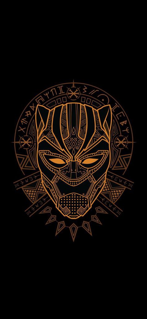 Pitch Black, Black Panther, A Black, Panther, Marvel, Mask, Orange, Gold, Black