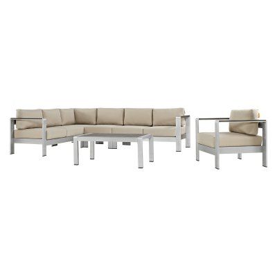 Modern Outdoor Patio, Sectional Patio Furniture, Sectional Furniture, Coffee Table Dimensions, Outdoor Lounge Set, Patio Sectional, Fabric Canvas, Modway Furniture, Contemporary Outdoor