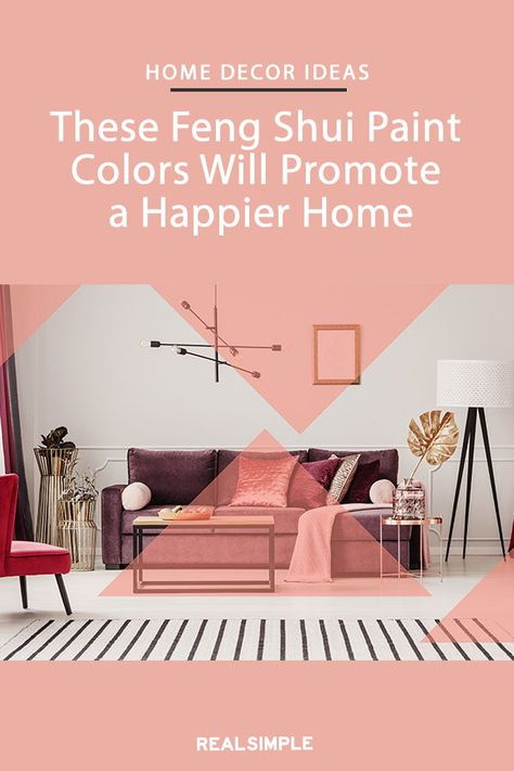 Try These Feng Shui Colors for a Happier Home | Interior designers agree that these paint colors will help influence positive thinking, relaxation, encourage talking, and more. Plus, why these paint colors are feng shui approved. #paintcolors #realsimple #paintideas #paintcolorideas #bestpaintcolors #homeinspiration Feng Shui Bedroom Colors Wall Colours, Feng Shui Colors Home, Feng Shui Your Bedroom, Feng Shui Bedroom Colors, Feng Shui Paintings, Breakfast Room Green, Feng Shui Colors, Feng Shui Colours, Feng Shui Living Room