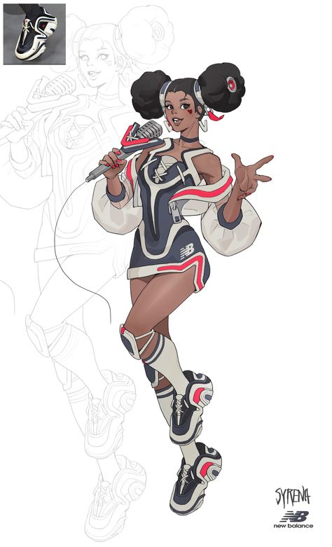 ArtStation - New balance Idol Riot Games, Black Anime Characters, Cartoon Character Design, Female Character Design, Cute Art Styles, Character Design References, Character Creation, Creature Design, Character Outfits