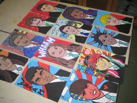 Student Artwork: Year 9 Pop Art Self Portraits Pop Art Face Paint, Pop Art Self Portraits, Pop Art Painting Ideas, Art Self Portraits, Intermediate Art, Ks3 Art, Art Painting Ideas, Pop Art Face, Arts Project