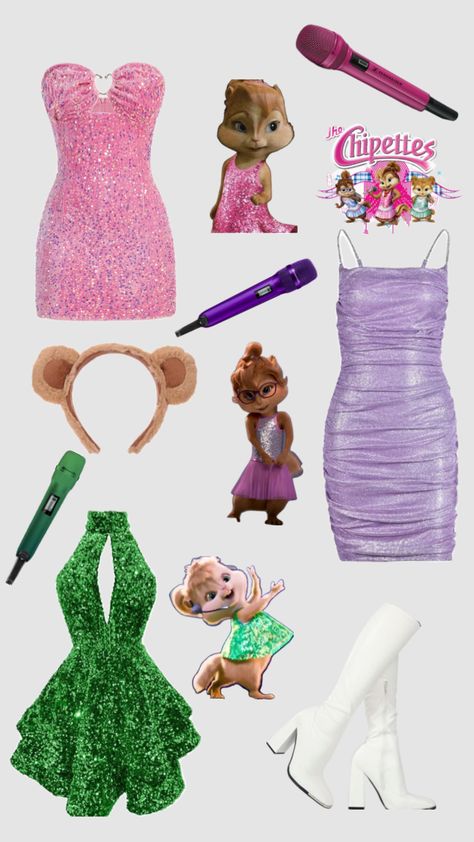 the chippettes halloween costume inspo #halloween #aesthetic #inspo #costume #alvinandthechipmunks #chippettes Chipettes Costume, Cartoon Halloween Costumes, 2000s Cartoons, Pretty Halloween Costumes, Pretty Halloween, Costume Inspo, Last Minute Halloween Costumes, Music Ideas, Alvin And The Chipmunks