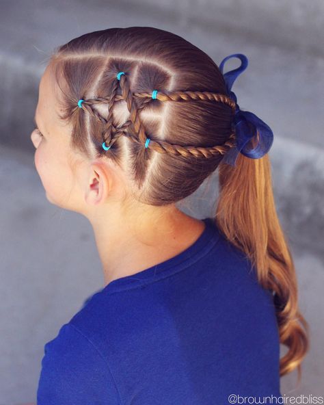 A star style for Memorial Day ⭐️⭐️⭐️. I did the star with rope twists into a side ponytail. Happy Monday! ⭐️⭐️⭐️ Rope Twists, Childrens Hairstyles, Girls Hairdos, Braids With Shaved Sides, Girl Hair Dos, French Braid Hairstyles, Side Ponytail, Braided Hairstyle