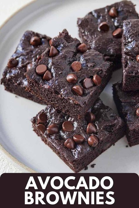 Avacodo Brownies Easy, Avocado Brownies Healthy, Brownies With Avocado Recipe, Brownies With Avocado, Healthy Brownie Recipe Avocado, Brownies Avocado, Avocado Protein Brownies, Healthy Brownie Recipe, Healthy Brownie