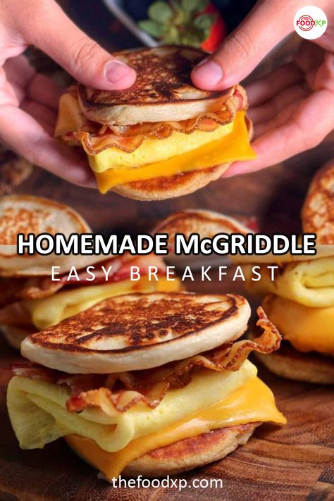 Make Ahead Mcgriddle, Mcdonalds Breakfast Recipe, Mcgriddle Recipe Copycat Easy, Mini Mcgriddle Recipes, How To Make Mcgriddle Pancakes, Easy Mcgriddle Recipe, Homemade Sausage Mcgriddle, Diy Mcgriddle Pancake, Egg Mcgriddle Recipe