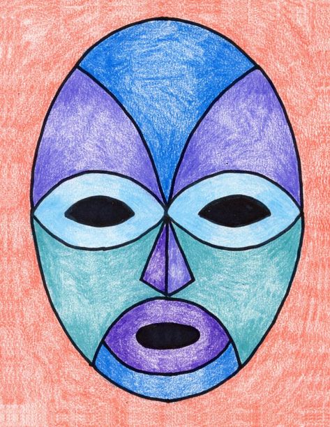 Painted Masks Art, How To Draw Mask, How To Draw A Mask, African Mask Drawing, Drawn Mask, Fall Drawings, Mask Drawing, Mask Art, Art Projects For Kids