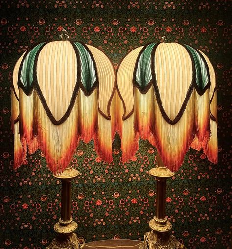 Ace Of Shades, Victorian Maximalism, Mark My Words, Victorian Lamps, Victorian Lampshades, I Love Lamp, Velvet Burnout, Maximalist Decor, Cream Silk