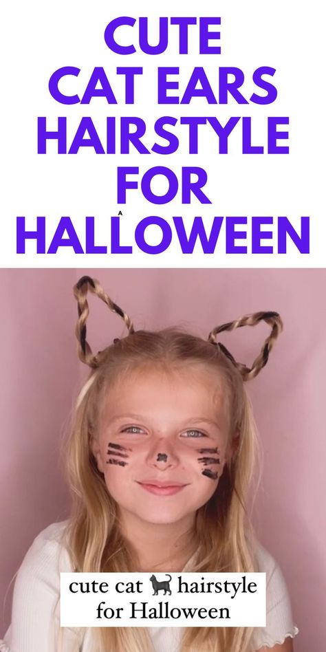 CUTE CAT HAIRSTYLE FOR HALLOWEEN - HERE IS A CUTE AND EASY CAT HAIRSTYLE FOR HALLOWEEN. Cat Ears Hairstyle, Cat Hairstyle, Cute Cat Ears, Cute Hairstyle, Easy Hairstyle, Easy Hair, Cat Ears, Hair Tutorial, Cute Cat