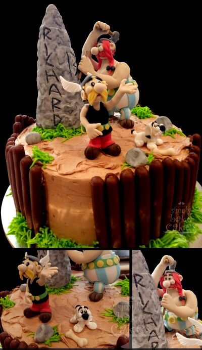 Asterix, Obelix and Dogmatix birthday cake Asterix Costume, Asterix And Obelix Cake, Asterix And Obelix Fanart, Asterix And Obelix Art, Viking Party, Pastry And Bakery, Barbecue Party, Childrens Birthday Cakes, Birthday Party Cake