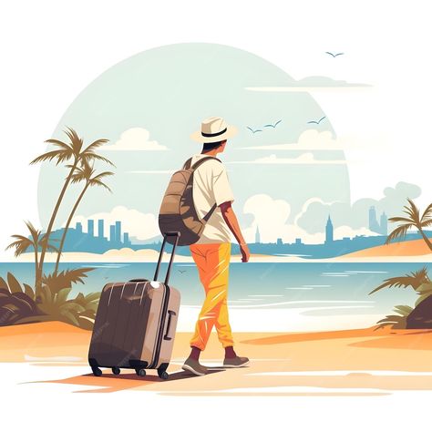 Premium Photo | Tourist and Traveler illustration design in Modern and Minimalist flat vector style art Traveler Illustration, Tourist Poster, Minimalist Flat, Poster Travel, Illustration Poster, Business Card Maker, Poster Maker, Flat Vector, Card Banner