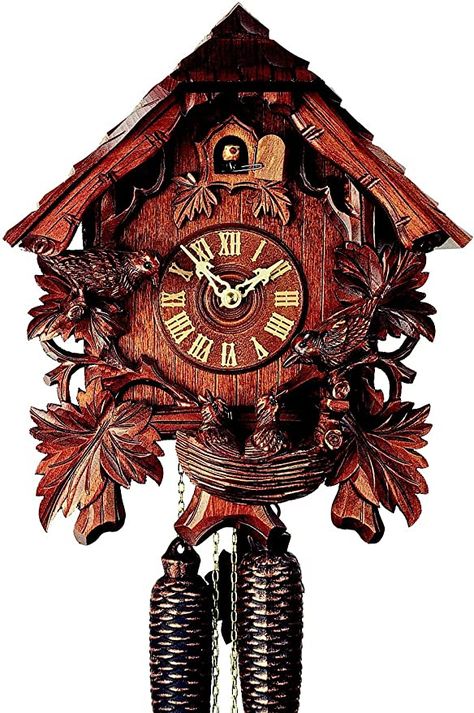 German Cuckoo Clock 8-day-movement Chalet-Style 14.20 inch - Authentic black forest cuckoo clock by Rombach & Haas Coocoo Clock, German Cuckoo Clock, Feeding Birds, Wooden Gears, Cuckoo Clocks, Chalet Style, Birds Nest, Cuckoo Clock, Black Forest