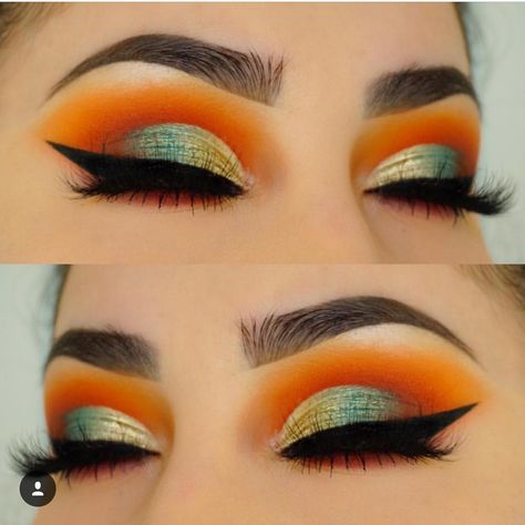 The beautiful @priscillaavanity did this gorgeous Reina Del Caribe look! Using lash style DANEYSHA! Shop now link in bio! Orange And Green Makeup, Green And Gold Eyeshadow, Green Makeup Looks, Orange Eyeshadow Looks, Fall Makeup Tutorial, Orange Eyeshadow, Lash Style, Beauty Makeup Photography, Rave Makeup