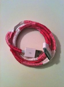 DIY phone charger wrap...I'm actually doing it to the cord to my point and shoot. It looks way to much like a random cord right now. I need it to stand out! Diy Phone Charger, Charger Wrap, Phone Charger Diy, Diy Chargers, Electronic Gadgets, Cord Cover, Bracelet Knots, Yarn Diy, Diy Phone